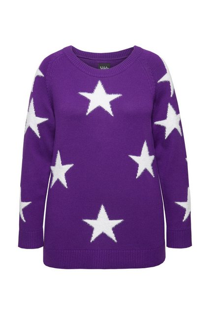 Ulla Popken Strickpullover Pullover Glitzersterne Rundhals Raglan-Langarm günstig online kaufen