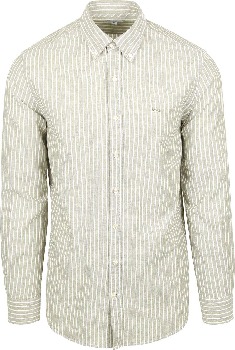 McGregor Hemd Linen Blend Streifen Grün - Größe XL günstig online kaufen