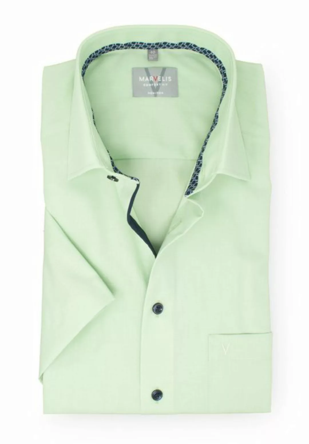 MARVELIS Kurzarmhemd Kurzarmhemd - Comfort Fit - Einfarbig - Lindgrün günstig online kaufen