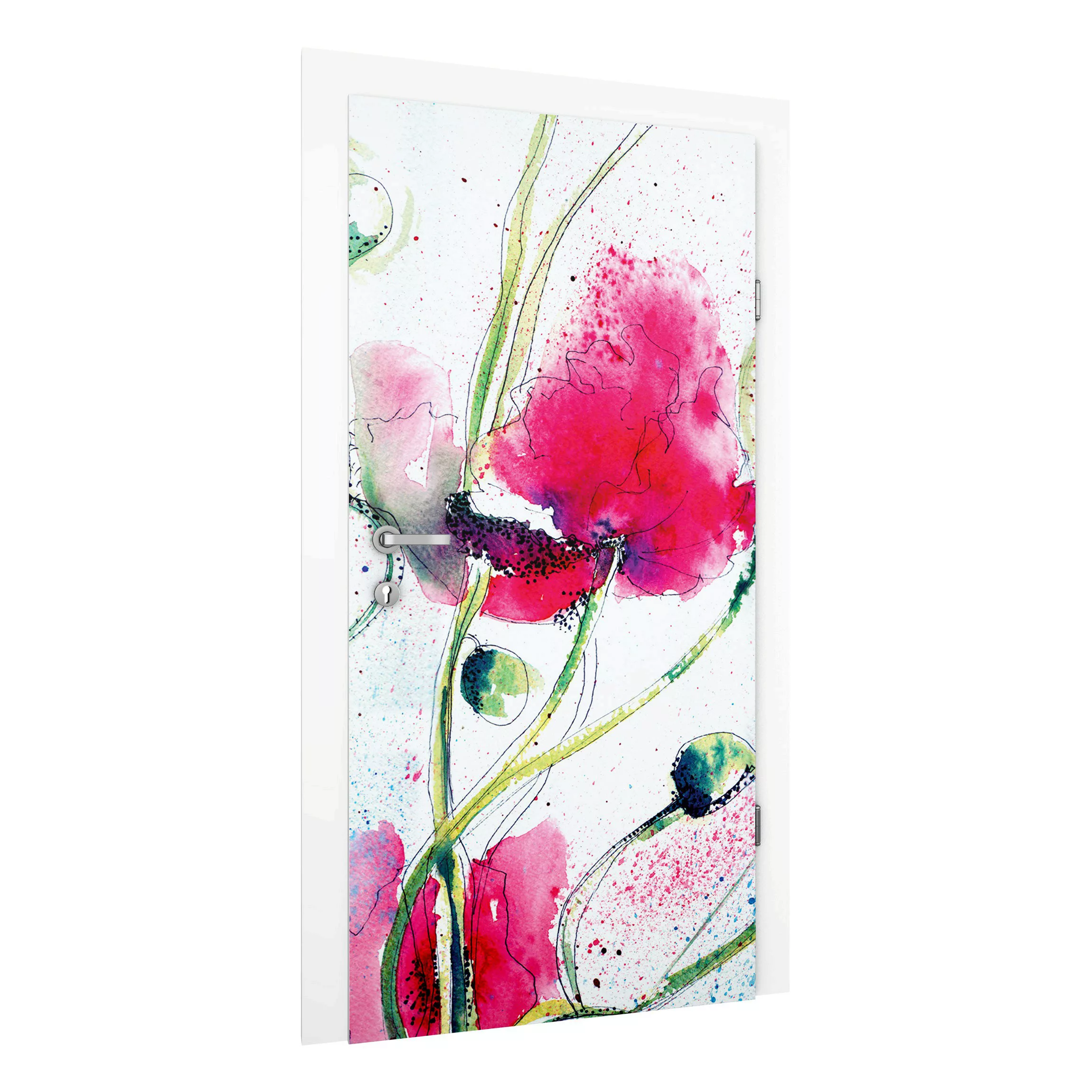 Türtapete Painted Poppies günstig online kaufen