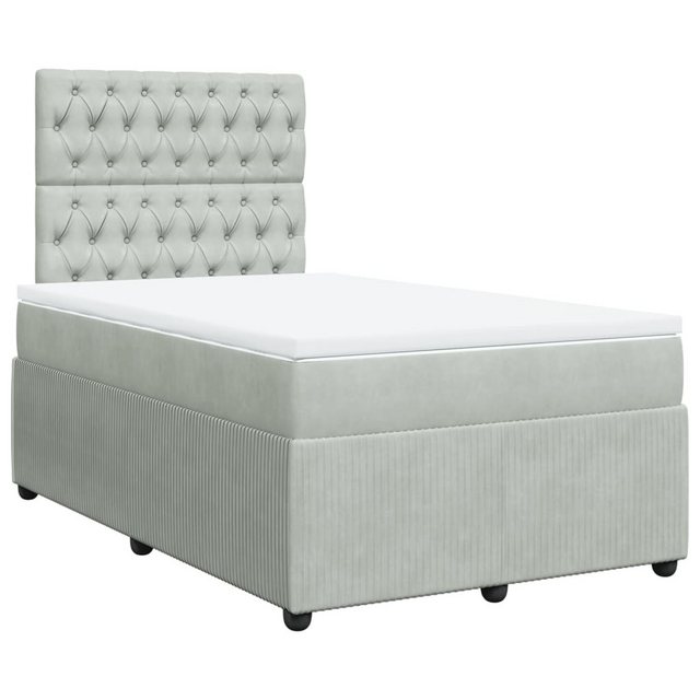 vidaXL Bett Boxspringbett mit Matratze Hellgrau 120x190 cm Samt günstig online kaufen