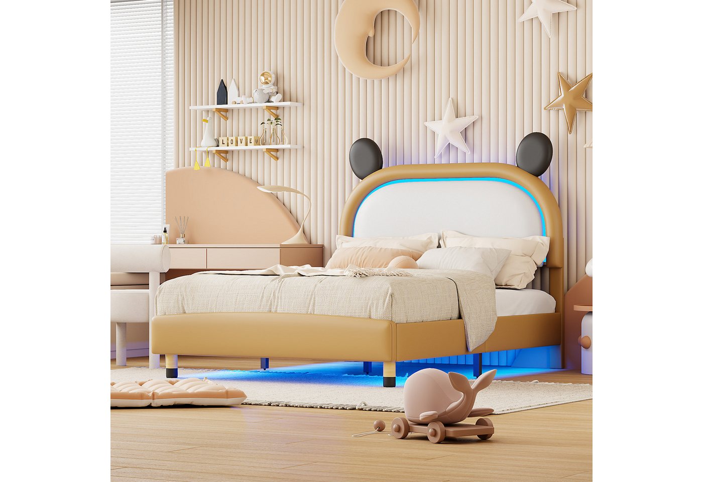 NMonet Kinderbett Polsterbett, Doppelbett, mit Lattenrost und LED-Leuchten, günstig online kaufen