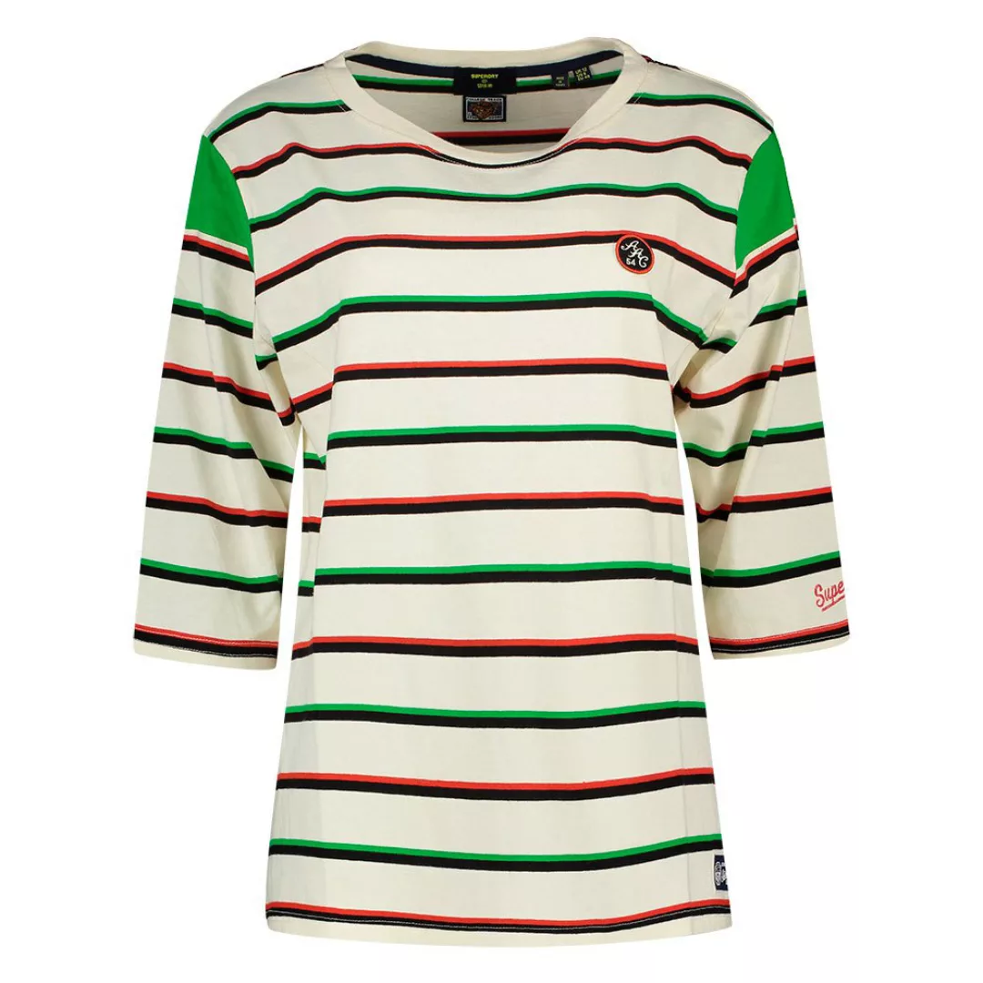 Superdry Collegiate Ivy League Crew 3/4 Ärmel T-shirt L Chalk Stripe Green günstig online kaufen