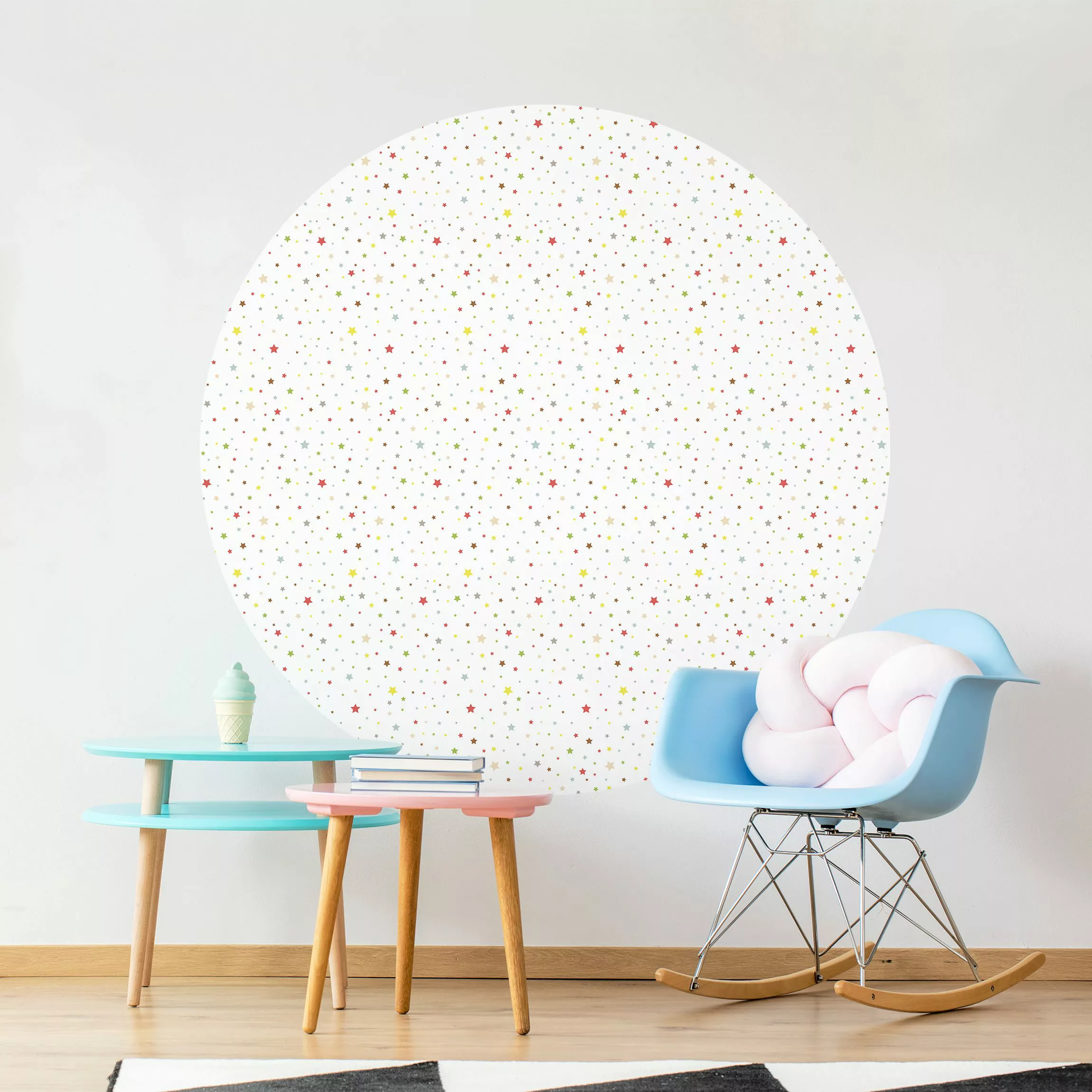 Bilderwelten Runde Tapete selbstklebend Kinderzimmer No.YK34 Bunte Sterne w günstig online kaufen
