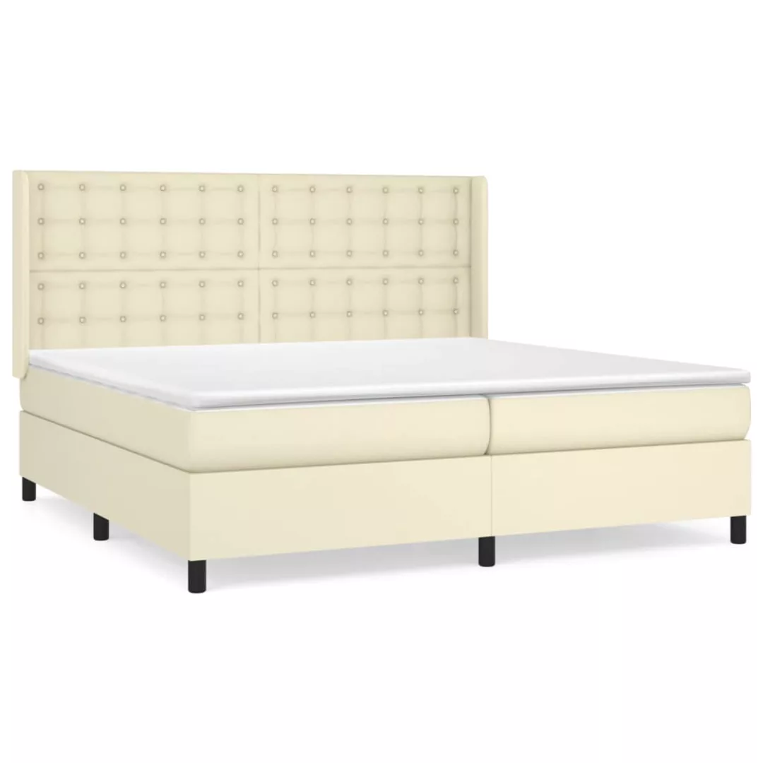 Vidaxl Boxspringbett Mit Matratze Creme 200x200 Cm Kunstleder günstig online kaufen