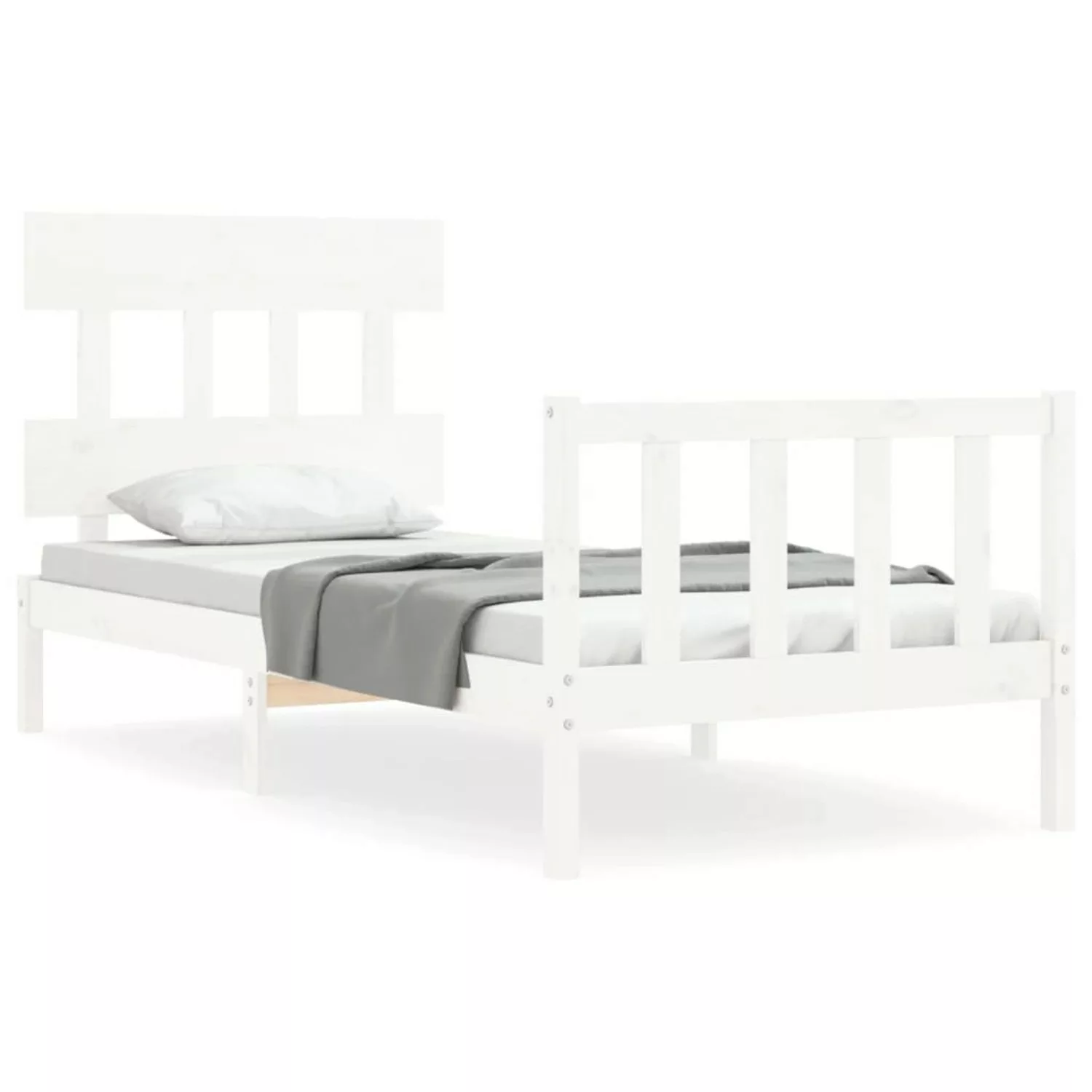 vidaXL Massivholzbett mit Kopfteil Weiß 90x200 cm1689917 günstig online kaufen