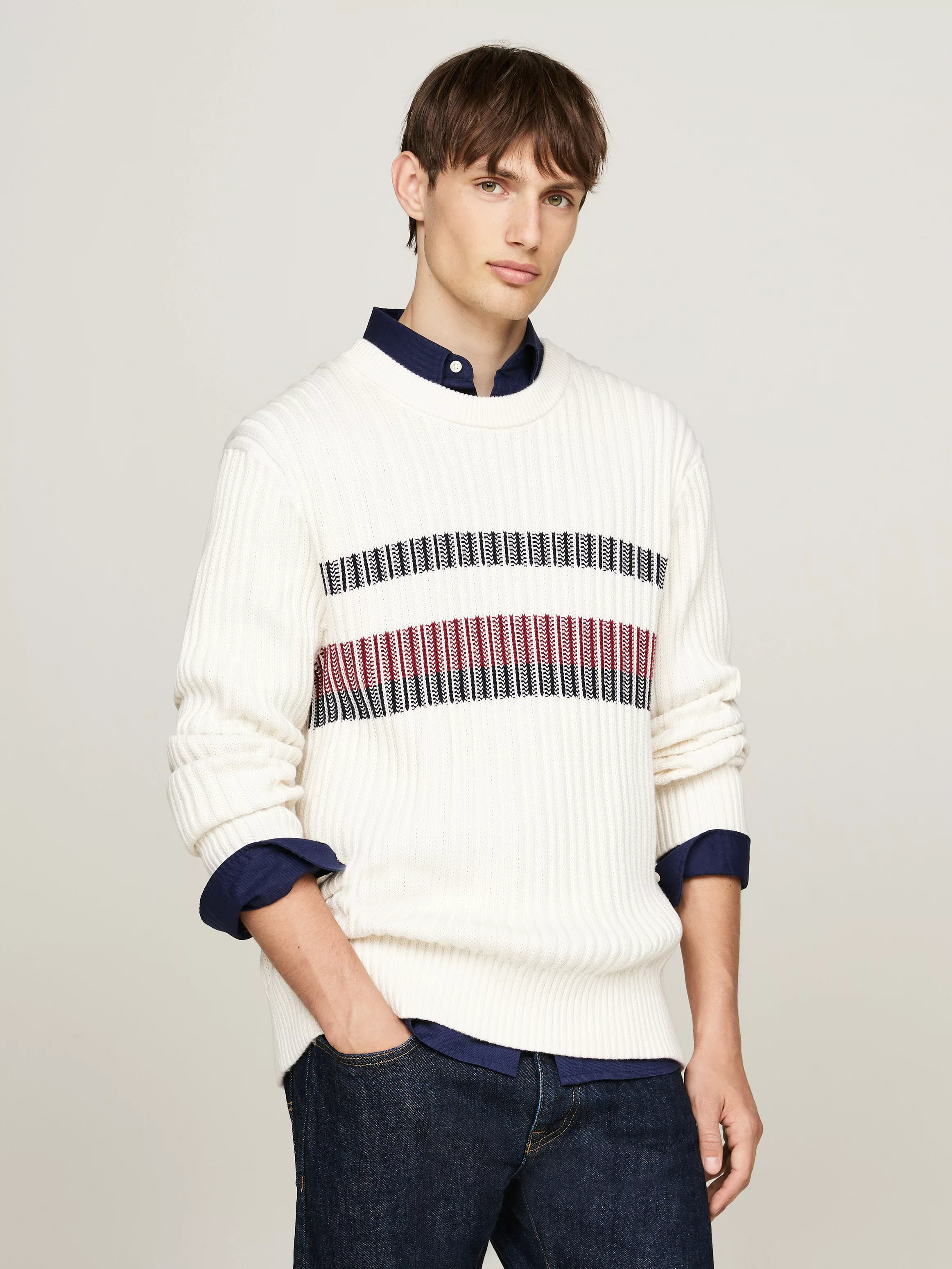 Tommy Hilfiger Rundhalspullover "GLOBAL STRIPE CHUNKY RIB C NK", mit auffäl günstig online kaufen