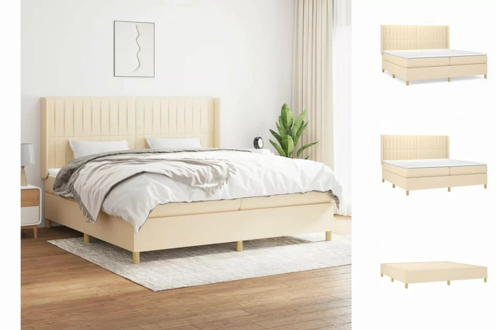 vidaXL Boxspringbett Boxspringbett mit Matratze Creme 200x200 cm Stoff Bett günstig online kaufen