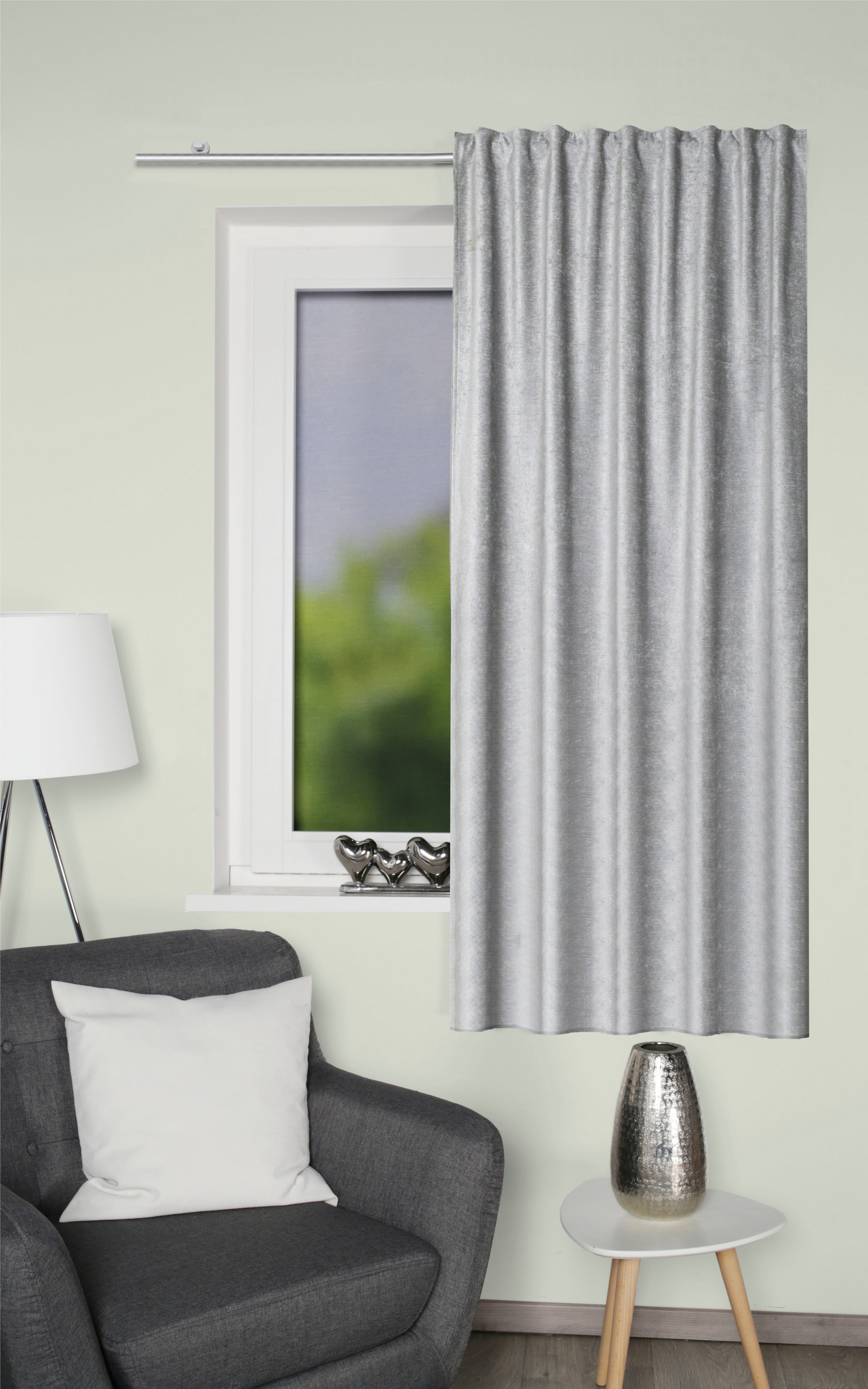HOME Wohnideen Fertigschal   ¦ grau ¦ Maße (cm): B: 135 H: 175 Gardinen & R günstig online kaufen