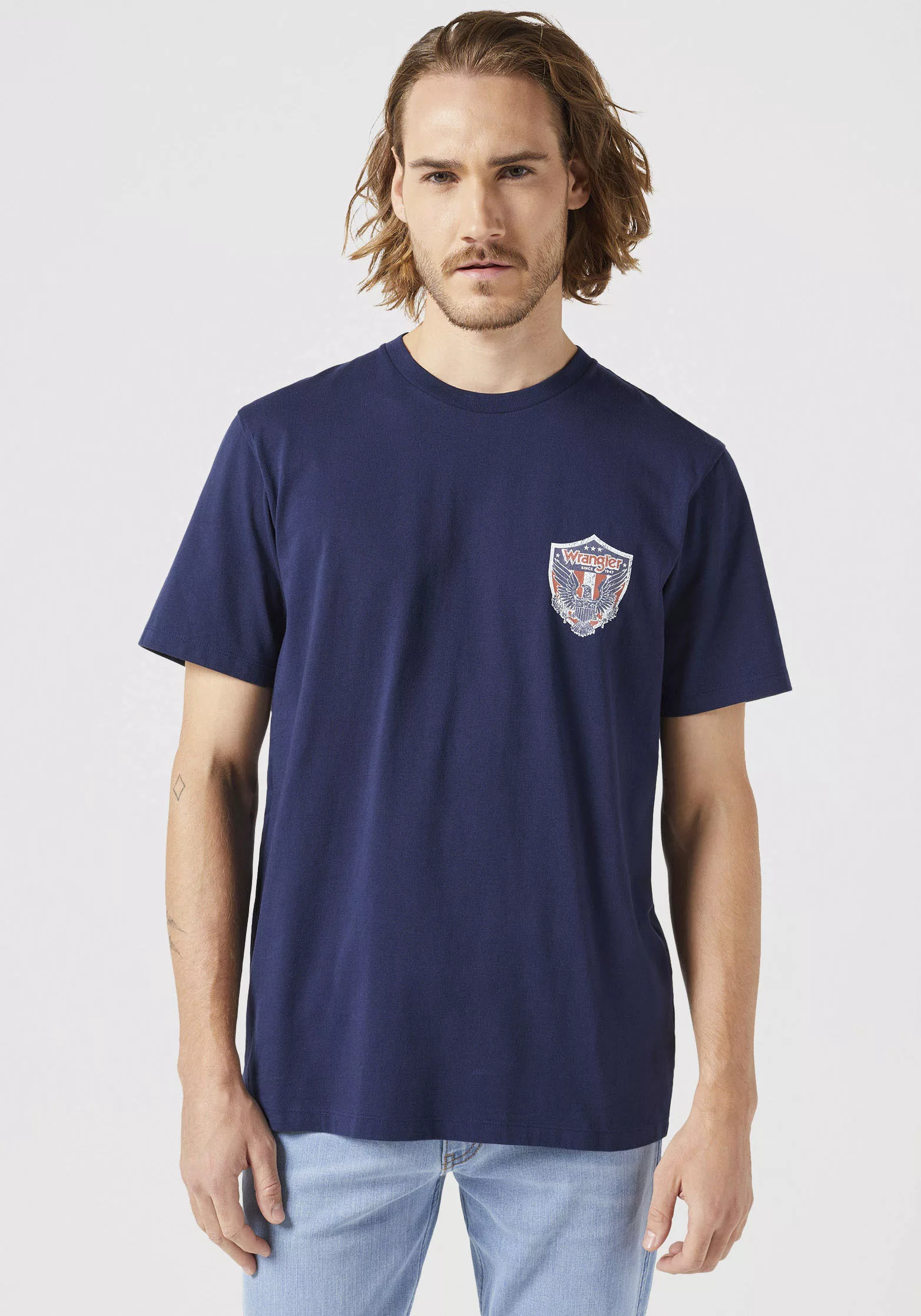 Wrangler T-Shirt AMERICANA mit Markenlabel auf der Brust günstig online kaufen