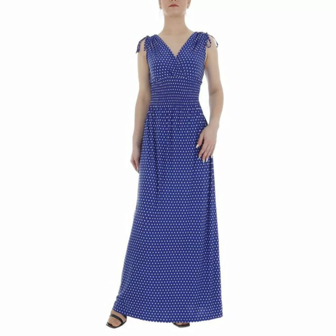 Ital-Design Maxikleid Damen Freizeit Gepunktet Maxikleid in Blau günstig online kaufen