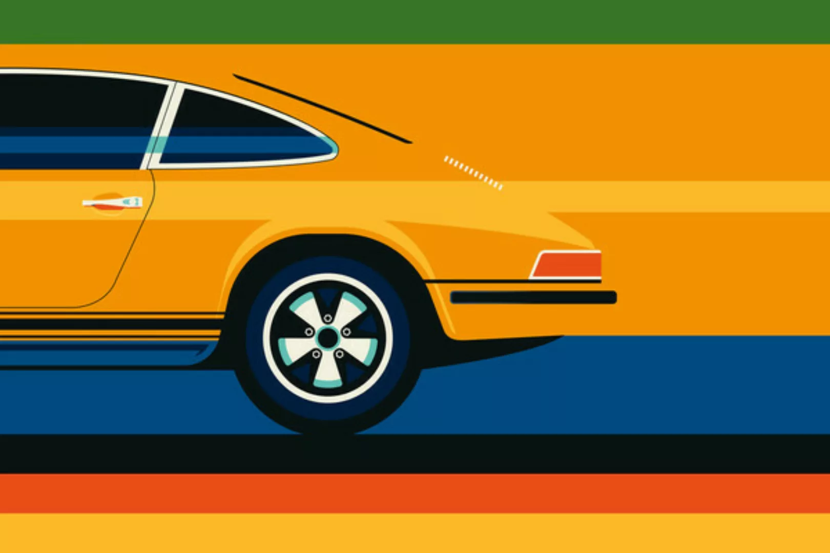 Poster / Leinwandbild - Yellow Vintage Sports Car #2 günstig online kaufen