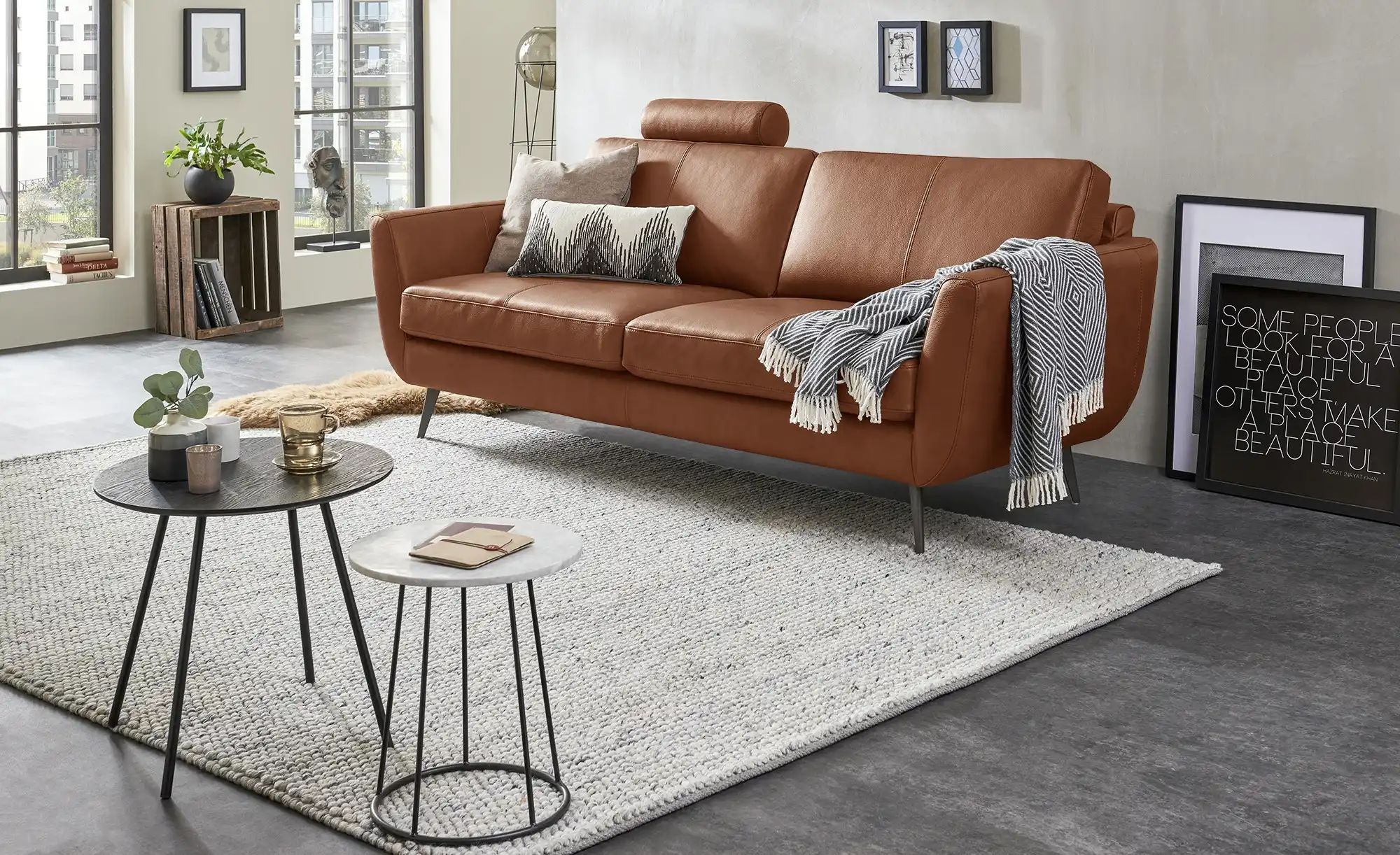 SOHO Ledersofa  Smilla ¦ braun ¦ Maße (cm): B: 217 H: 85 T: 93.0 Polstermöb günstig online kaufen