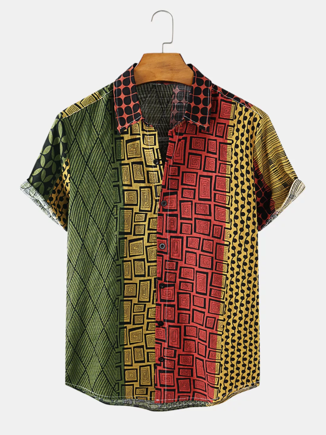 Geometrische ethnische bedruckte Baumwoll-Kurzarmhemd der Baumwolle günstig online kaufen