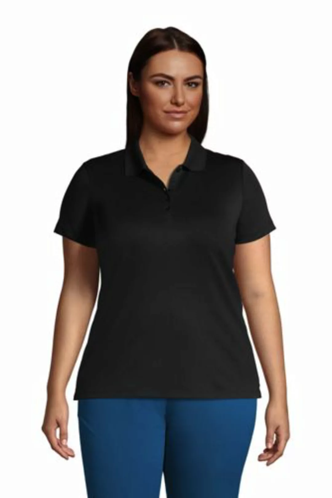 Supima-Poloshirt in großen Größen, Damen, Größe: 56-58 Plusgrößen, Schwarz, günstig online kaufen