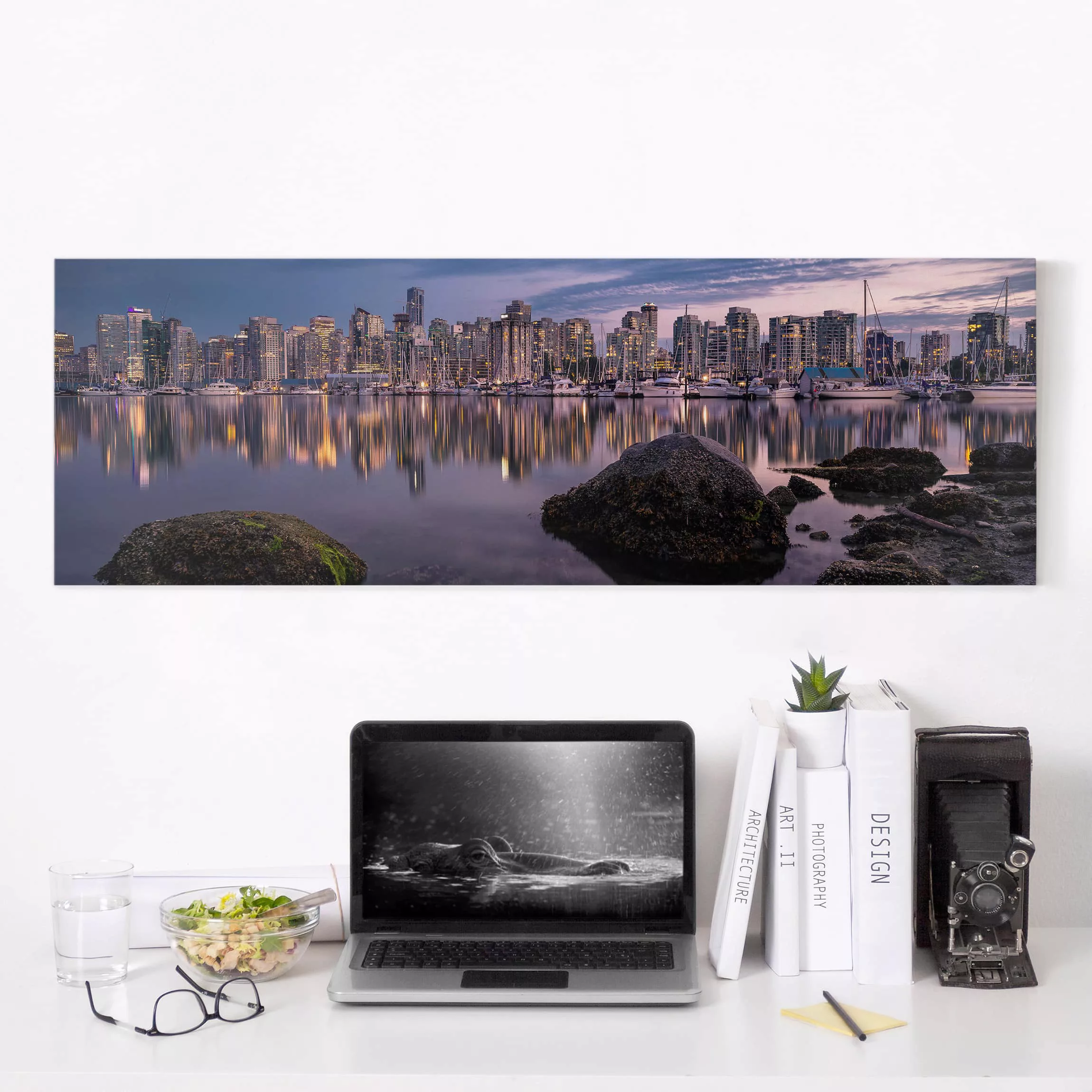 Leinwandbild Architektur & Skyline - Panorama Vancouver im Sonnenuntergang günstig online kaufen