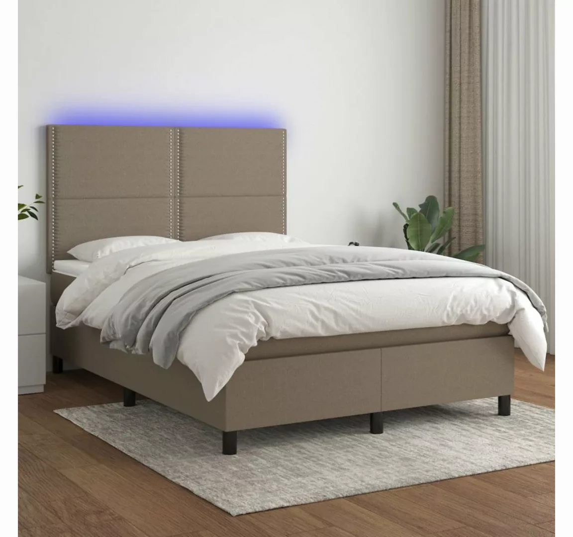 vidaXL Boxspringbett Bett Boxspringbett mit Matratze & LED Stoff (140 x 200 günstig online kaufen