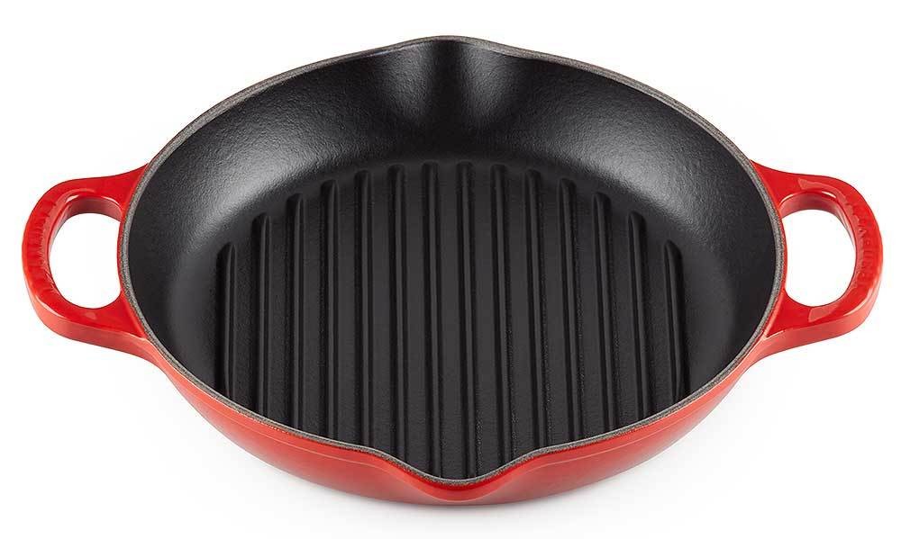 Le Creuset Grillpfanne Signature Rund mit 2 Griffen Gusseisen Kirschrot 25c günstig online kaufen