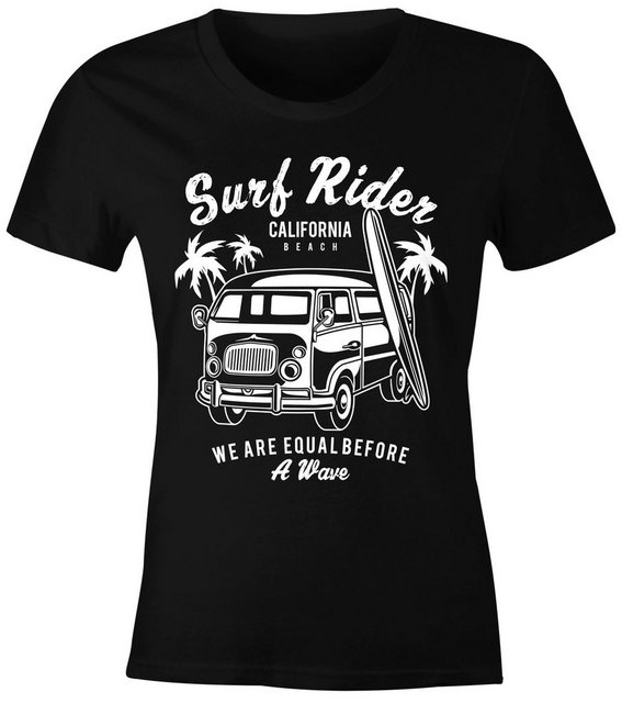 Neverless Print-Shirt Damen T-Shirt Bus Surfing Retro Slim Fit mit Print günstig online kaufen