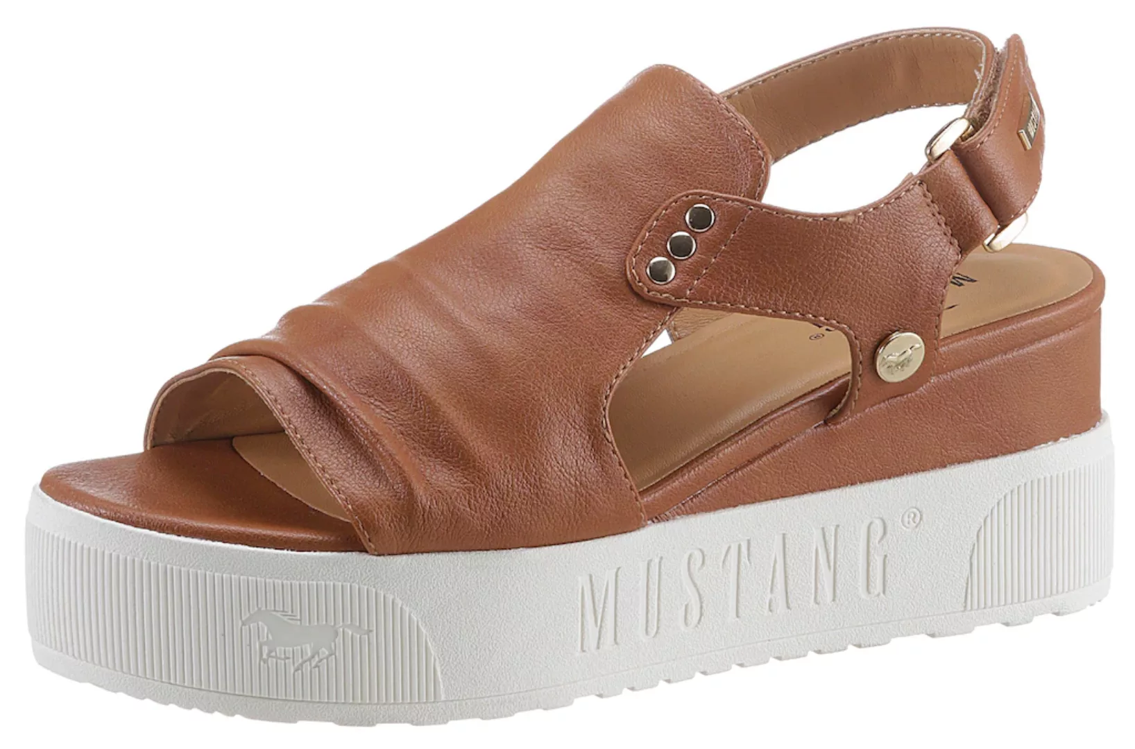 Mustang Shoes Keilsandalette, Sommerschuh, Sandale, Keilabsatz, mit Klettri günstig online kaufen
