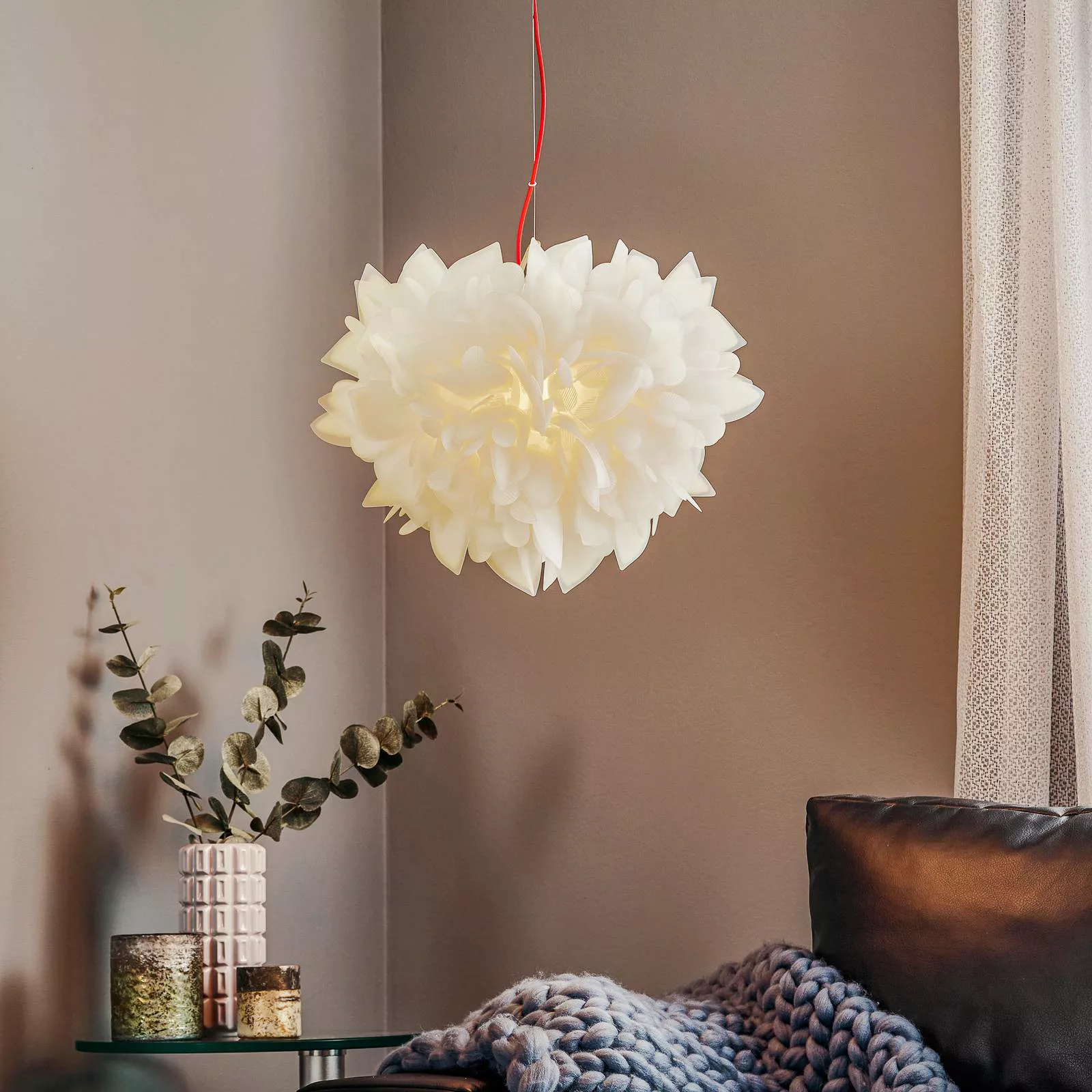 Slamp Veli Foliage Hängelampe weiß-rot Ø 55cm günstig online kaufen