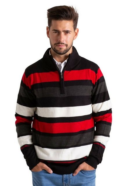 BlauerHafen Strickpullover Herren High-neck Sweater Half Zip lange Klassisc günstig online kaufen