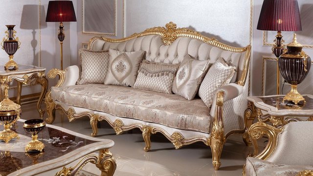 Casa Padrino Sofa Casa Padrino Luxus Barock Sofa Silber / Braun / Gold 245 günstig online kaufen
