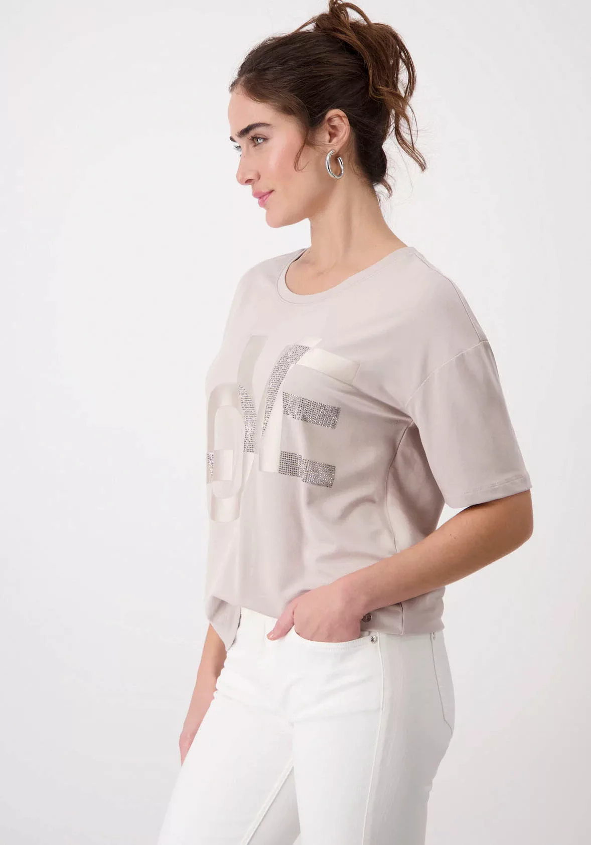 Monari Rundhalsshirt, mit Glitzersteinchen günstig online kaufen