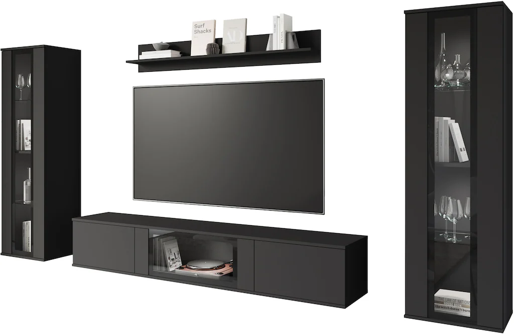 INOSIGN Wohnwand "Caro, stehend und hängend montierbar", (Komplett-Set, 4 S günstig online kaufen