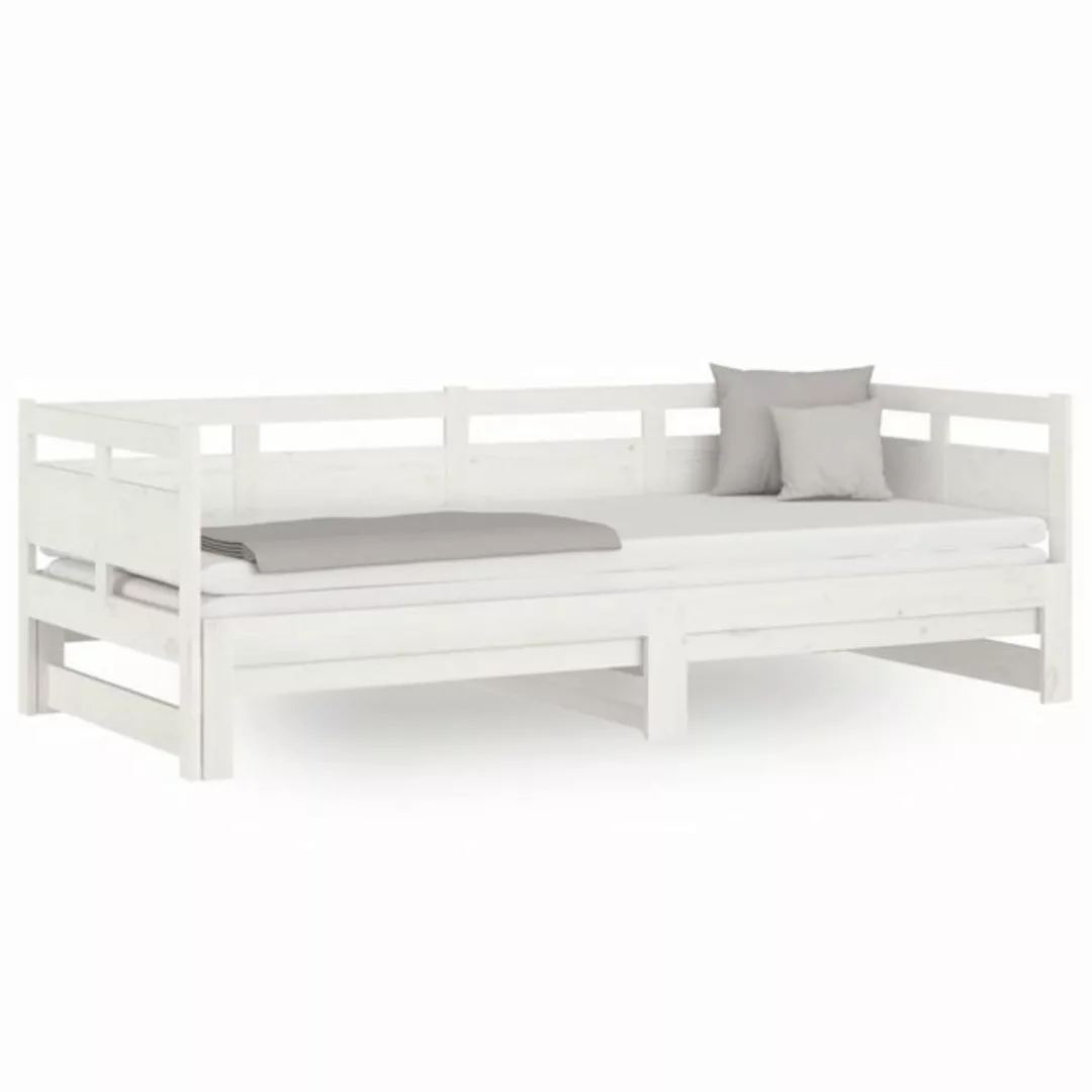 vidaXL Gästebett Tagesbett Gästebett Ausziehbar Weiß Massivholz Kiefer 2x90 günstig online kaufen