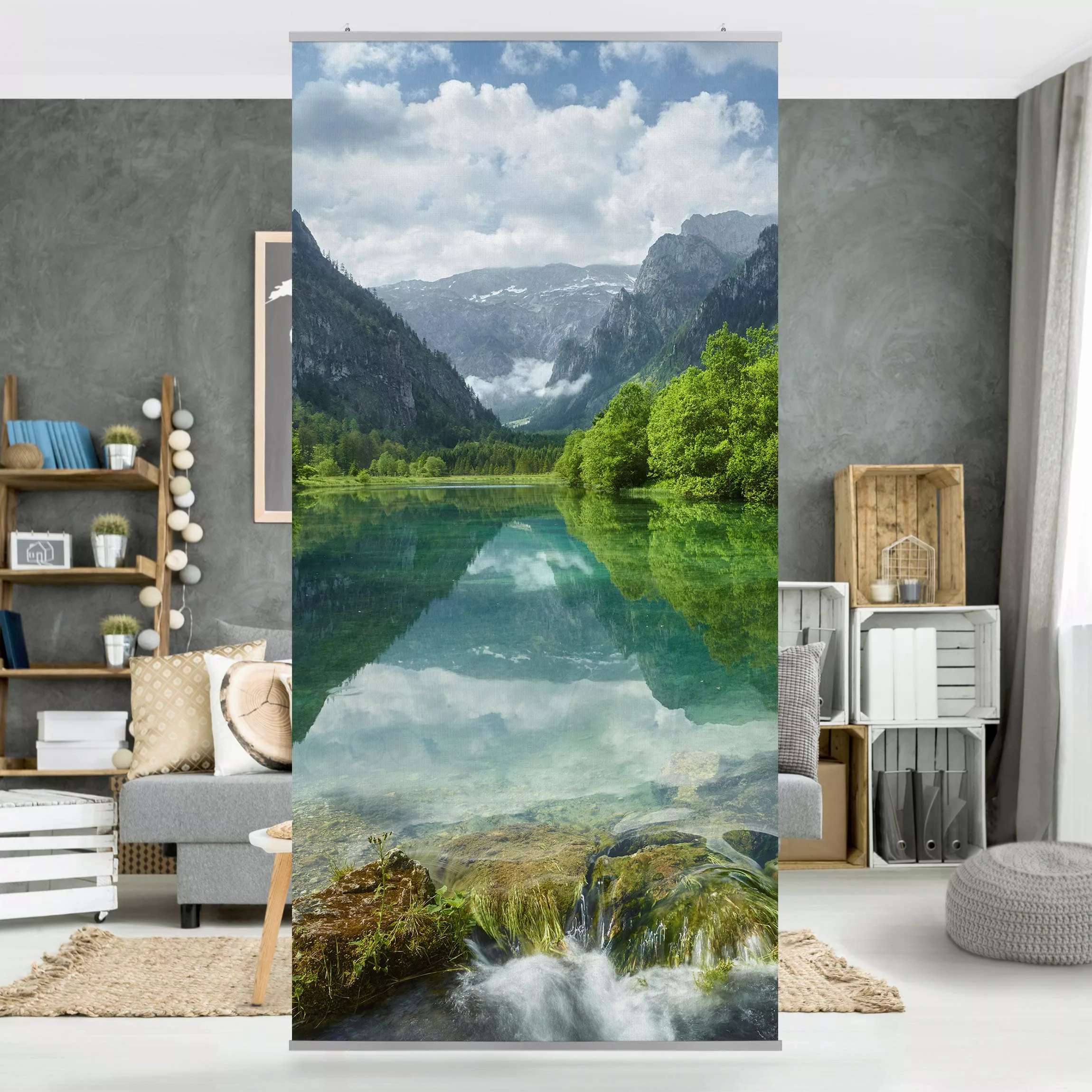 Raumteiler Natur & Landschaften Bergsee mit Spiegelung günstig online kaufen