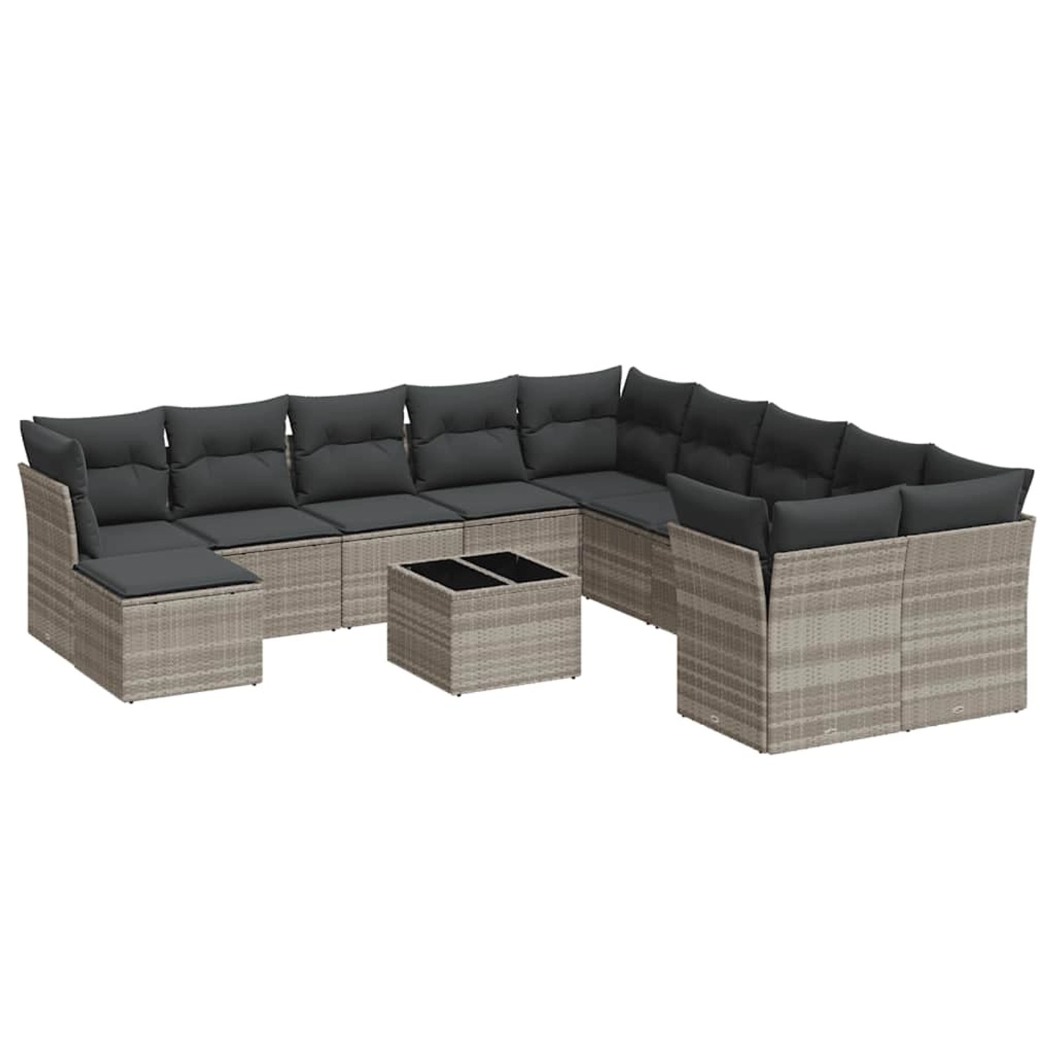 vidaXL 12-Tlg Garten-Sofagarnitur mit Kissen Hellgrau Poly Rattan 3250461 günstig online kaufen