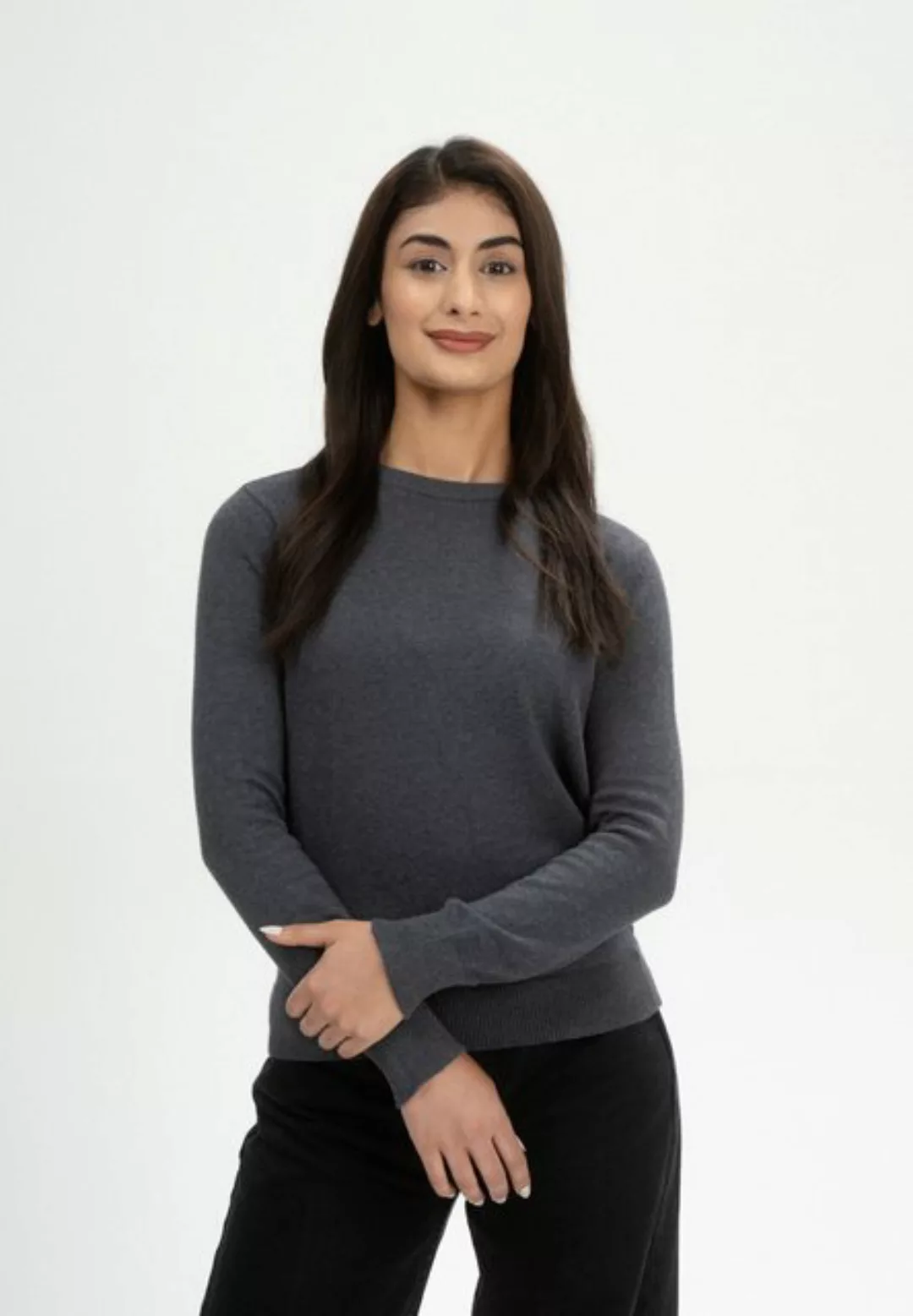 MELA Strickpullover Feinstrick Pullover DHANA Gerippter Kragen günstig online kaufen