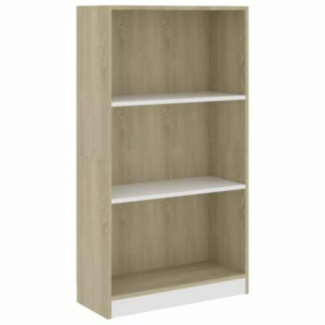 vidaXL Bücherregal 3 Fächer Weiß&Sonoma-Eiche 60x24x109 Holzwerkstoff Büche günstig online kaufen