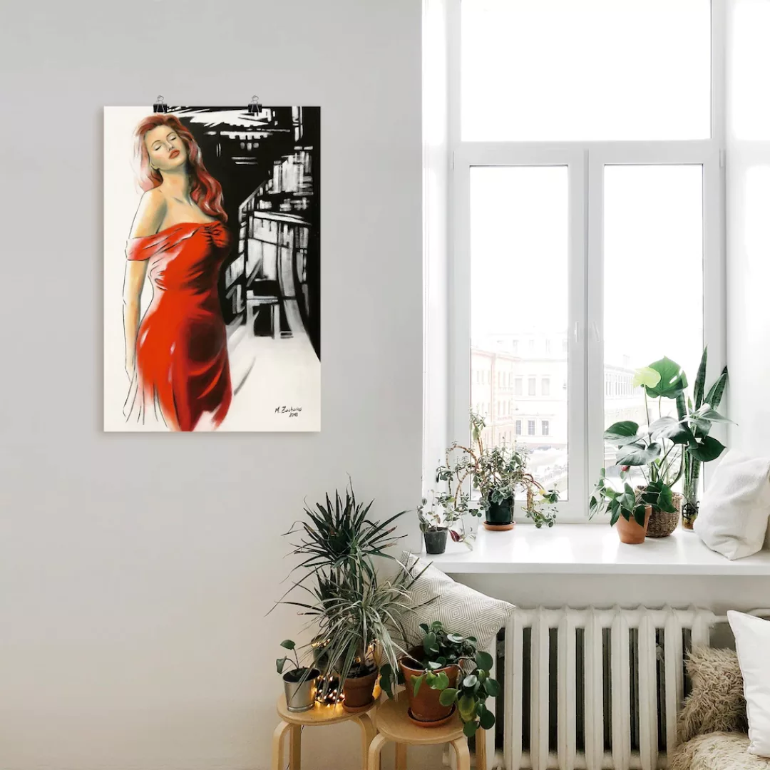 Artland Wandbild "Schönheit im roten Kleid", Frau, (1 St.), als Alubild, Ou günstig online kaufen