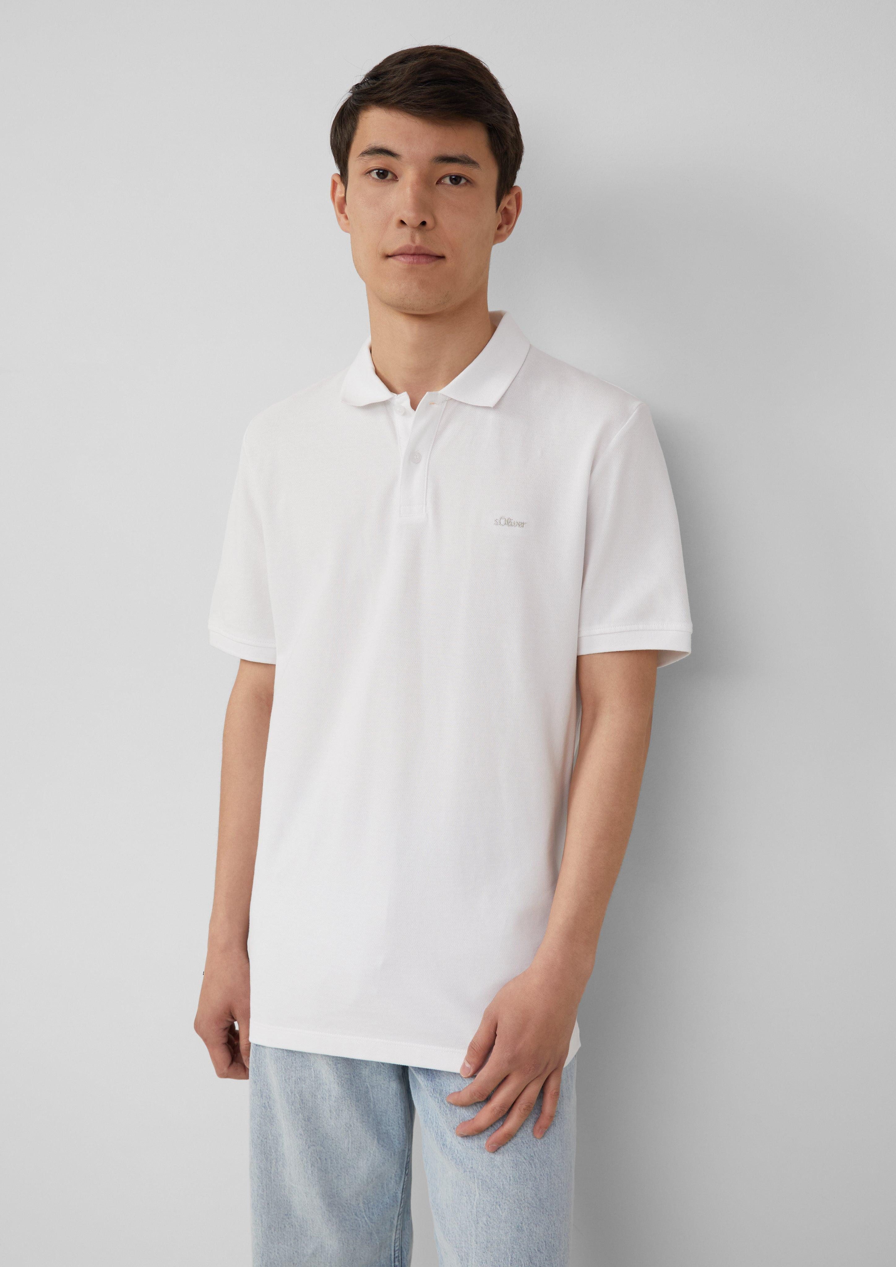 s.Oliver Kurzarmshirt Poloshirt aus Baumwollpiqué Logo günstig online kaufen