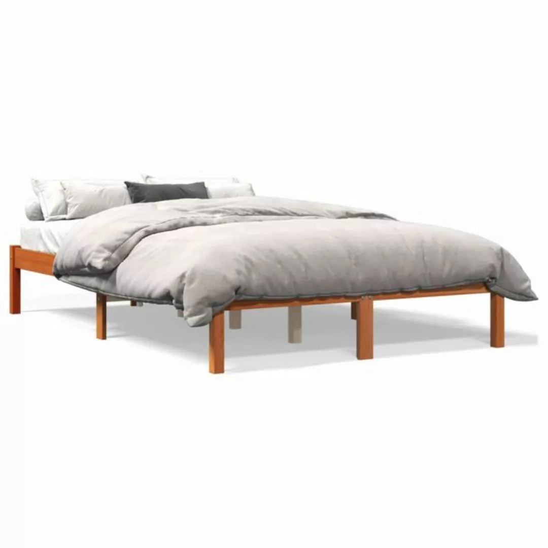 vidaXL Bettgestell Massivholzbett Wachsbraun 120x200 cm Kiefer Bett Bettges günstig online kaufen