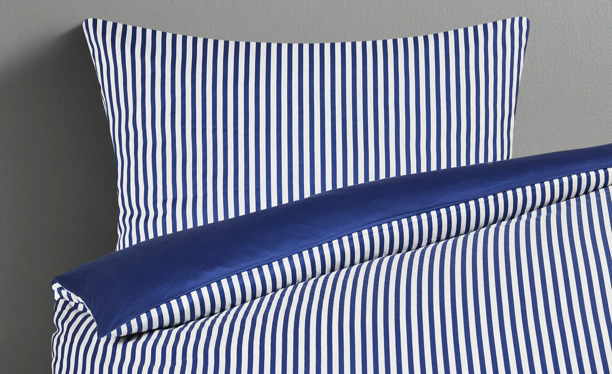 HOME STORY Satin-Wendebettwäsche  Spring Stripes - blau - reine Baumwolle - günstig online kaufen