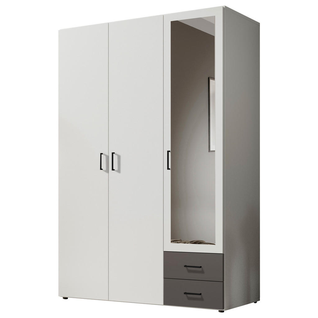 Kleiderschrank Base 3 weiß B/H/T: ca. 121x176x51 cm günstig online kaufen