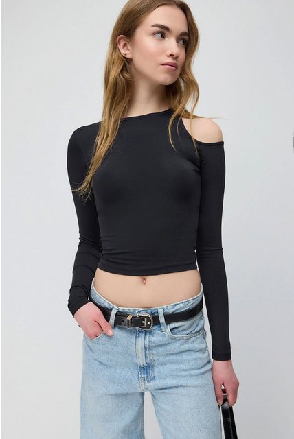 No Matter What Crop-Top Schulter Cut-Out Crop Top günstig online kaufen