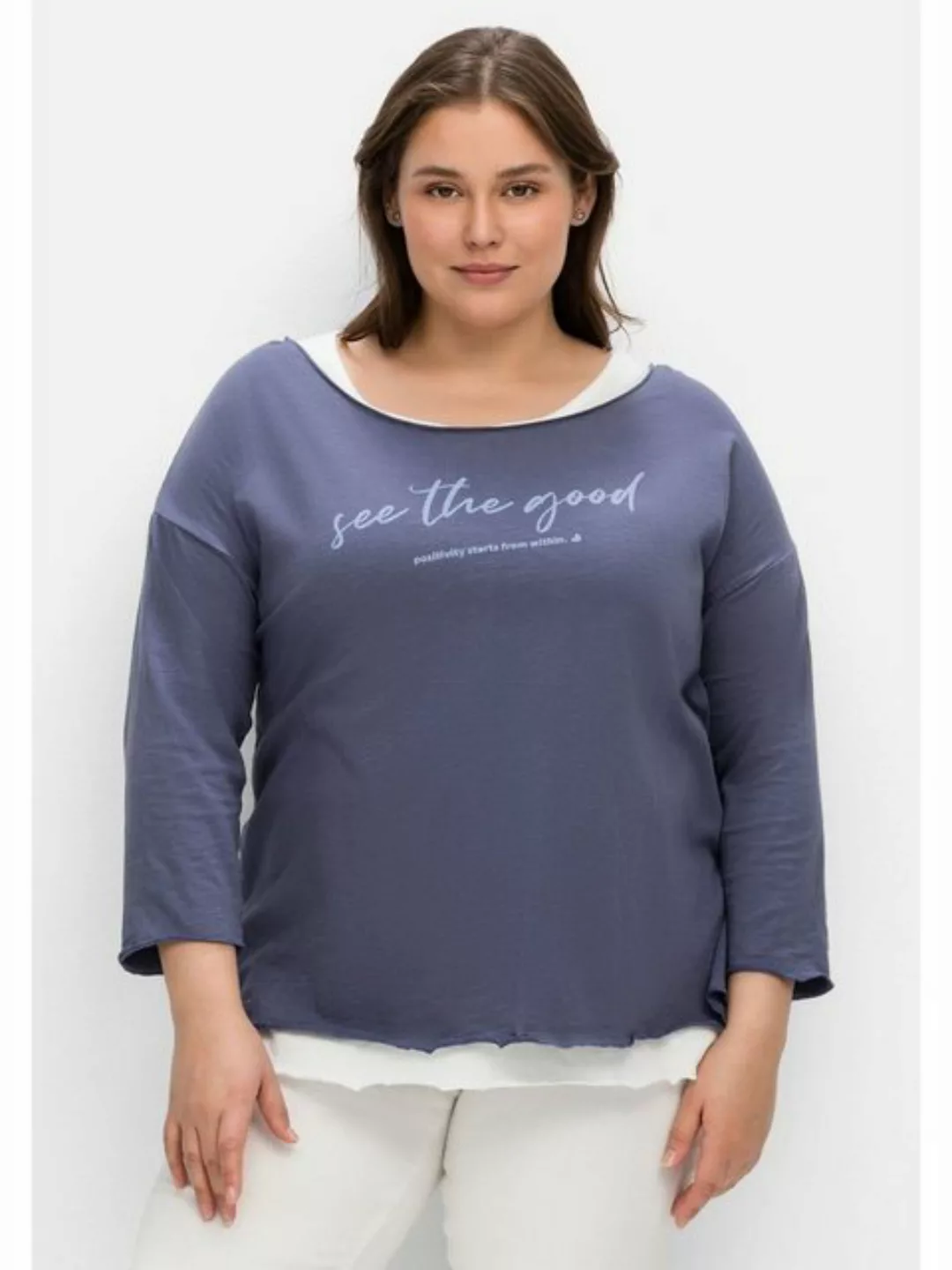 Sheego 3/4-Arm-Shirt "Große Größen", mit Top im Layerlook, aus Flammgarn günstig online kaufen