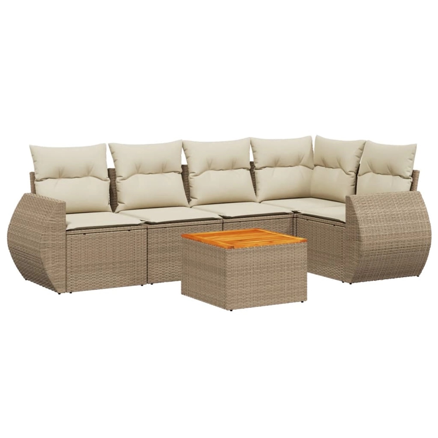 vidaXL 6-Tlg Garten-Sofagarnitur mit Kissen Beige Poly Rattan 3224994 günstig online kaufen