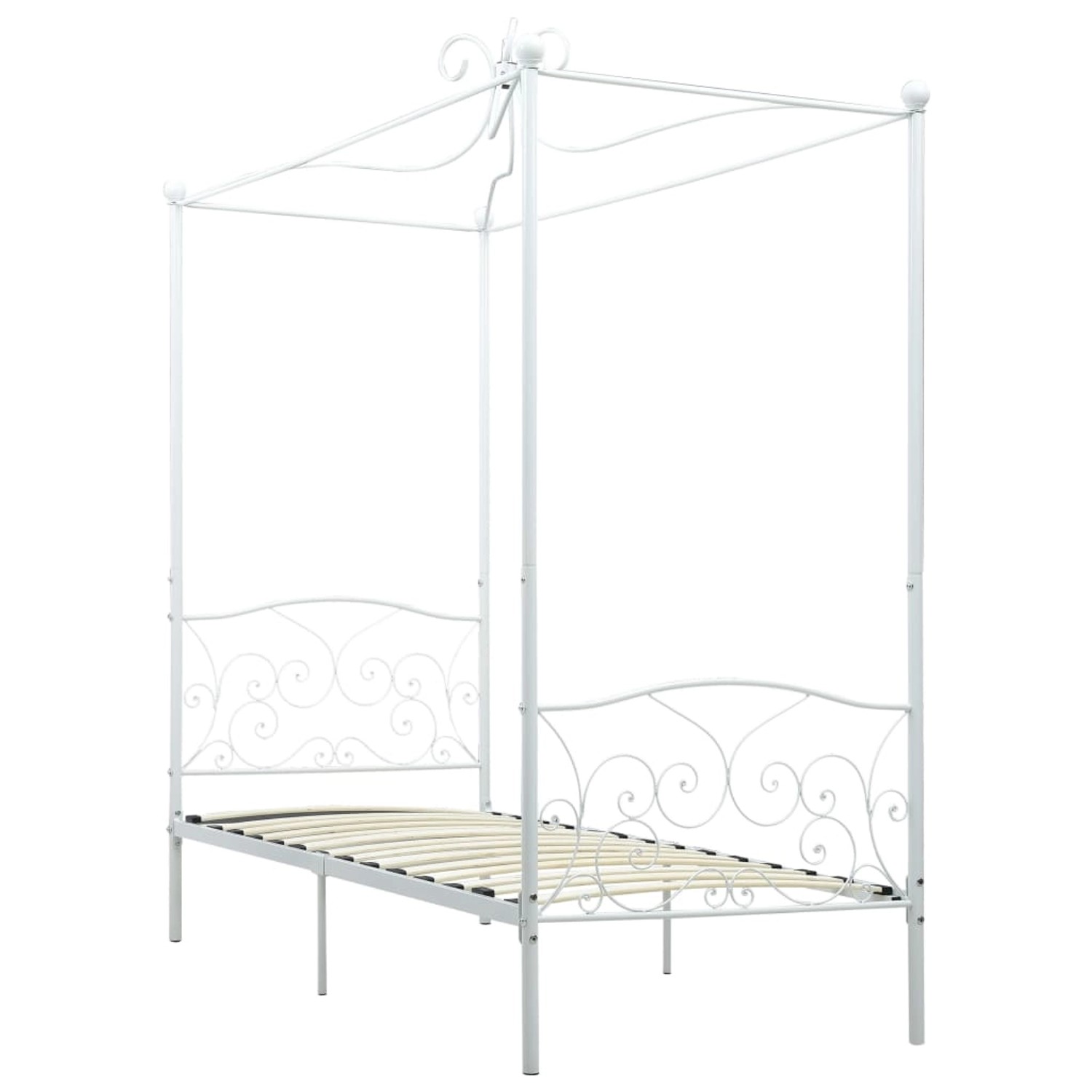 Himmelbett-gestell Weiß Metall 100 X 200 Cm günstig online kaufen