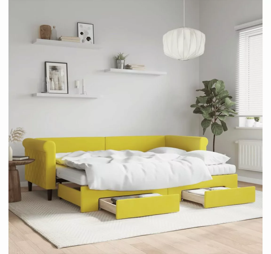 vidaXL Gästebett Gästebett Tagesbett Ausziehbar mit Schubladen Gelb 80x200 günstig online kaufen