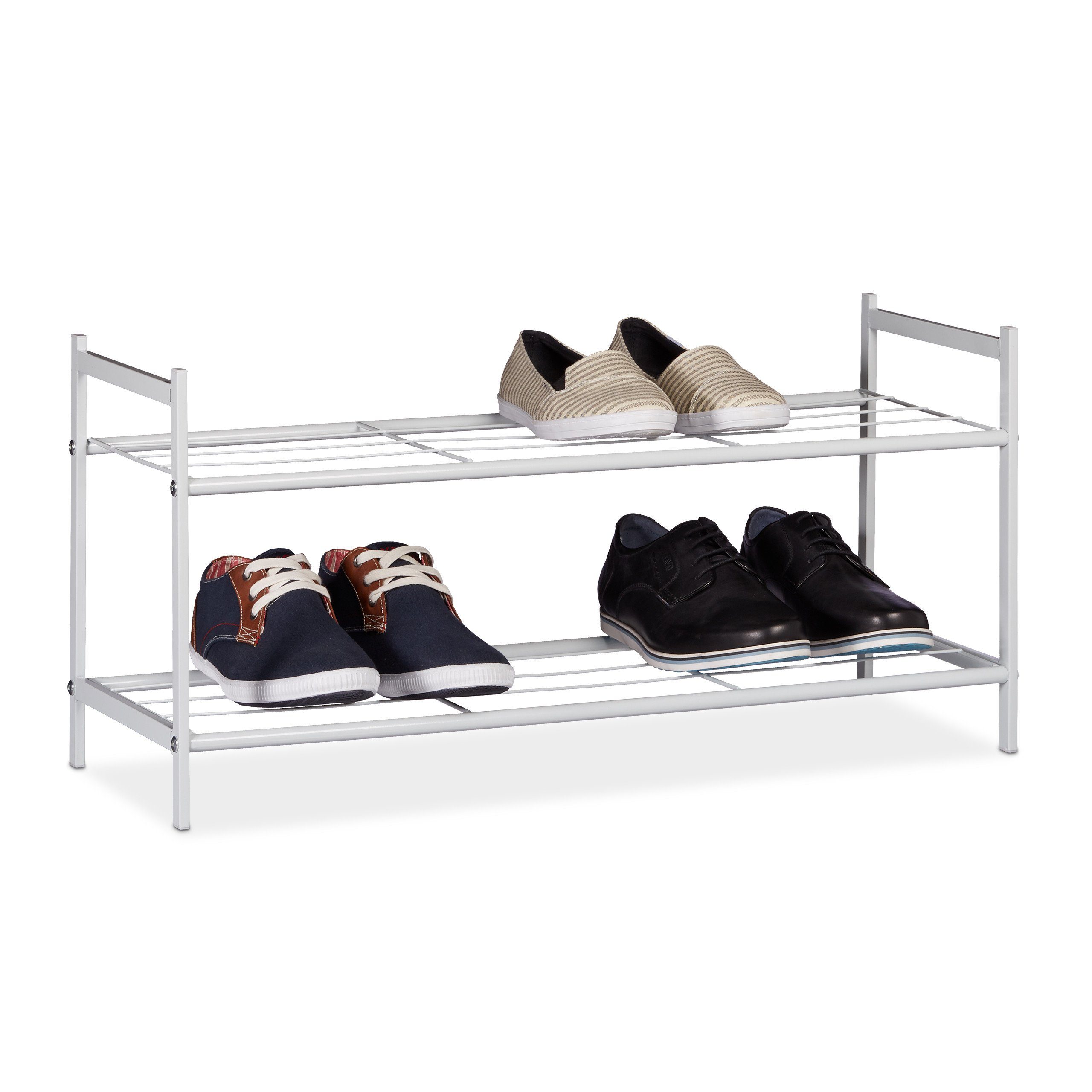 relaxdays Schuhregal mit 2 Ebene, Weiß günstig online kaufen