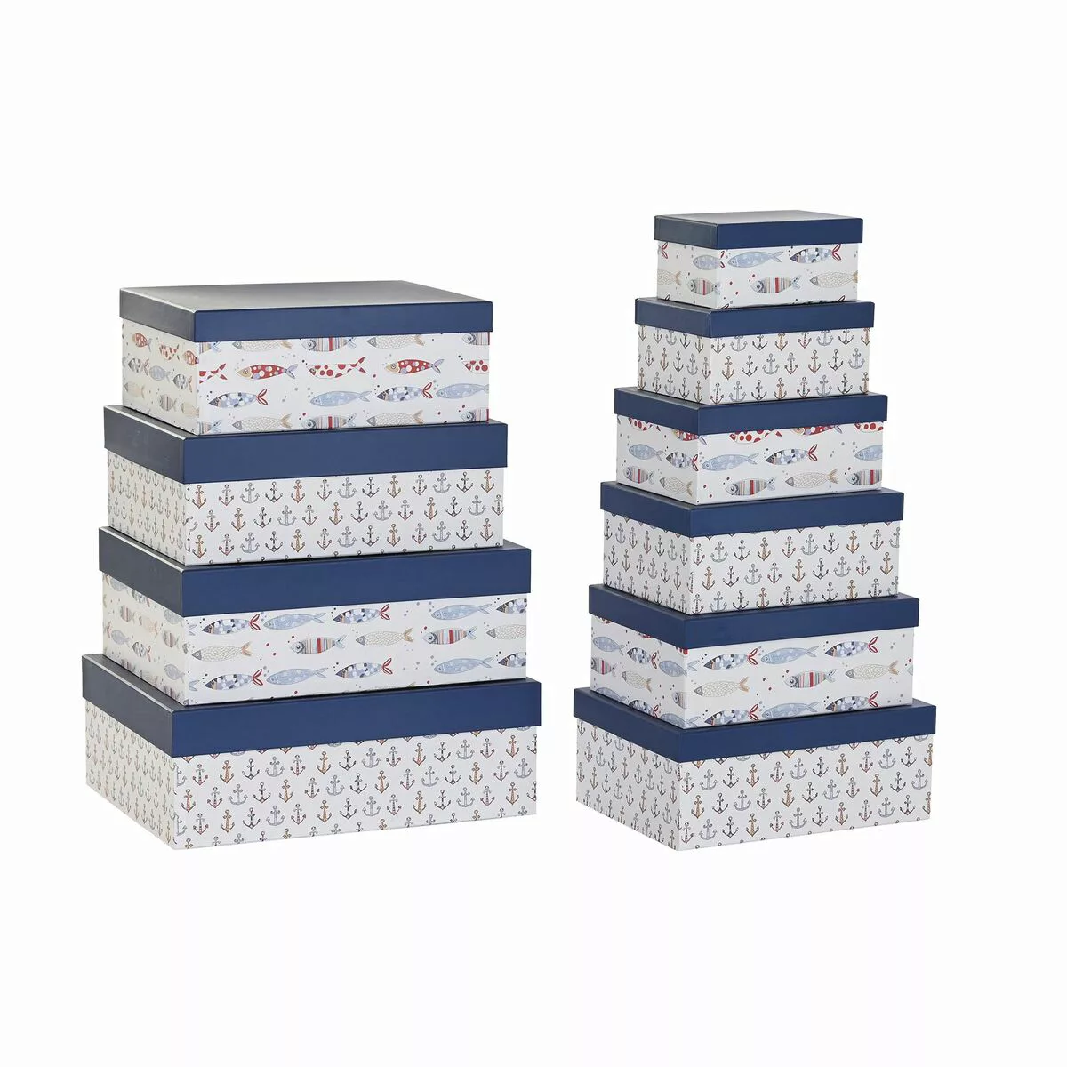 Satz Stapelbarer Organizerboxen Dkd Home Decor Marineblau Weiß Pappe (43,5 günstig online kaufen