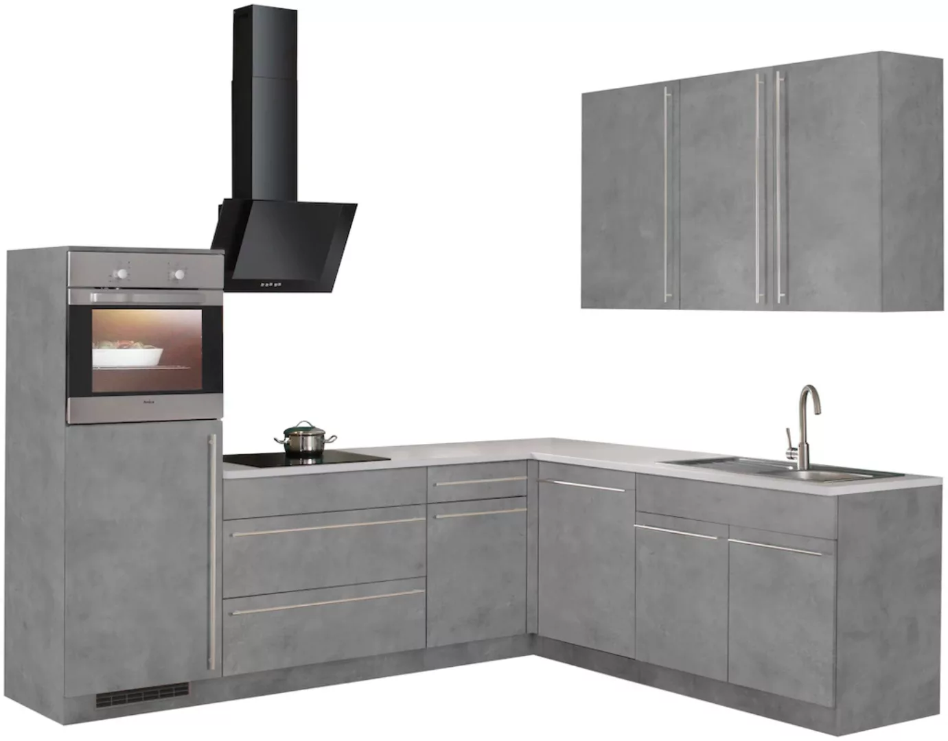 wiho Küchen Winkelküche "Chicago", mit E-Geräten, 260 x 220 cm günstig online kaufen