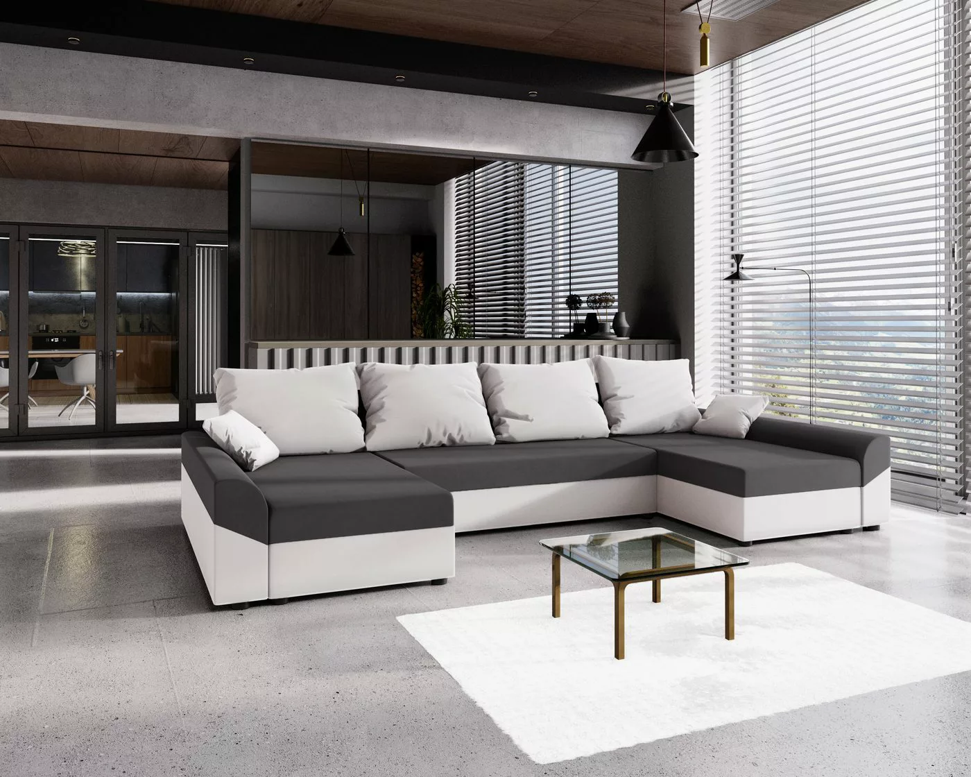 ALTDECOR Wohnlandschaft DENVI-U, Couch mit Schlaffunktion, Wohnzimmer - Woh günstig online kaufen