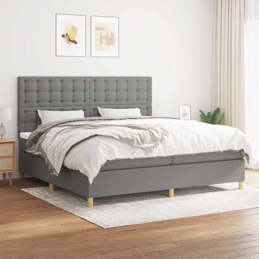 Vidaxl Boxspringbett Mit Matratze Dunkelgrau 200x200 Cm Stoff günstig online kaufen