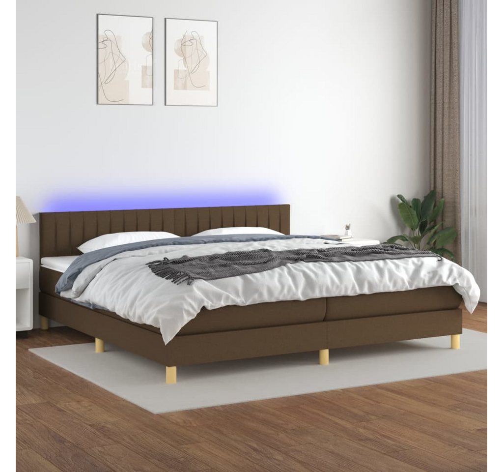 vidaXL Boxspringbett Boxspringbett mit Matratze LED Dunkelbraun 200x200 cm günstig online kaufen